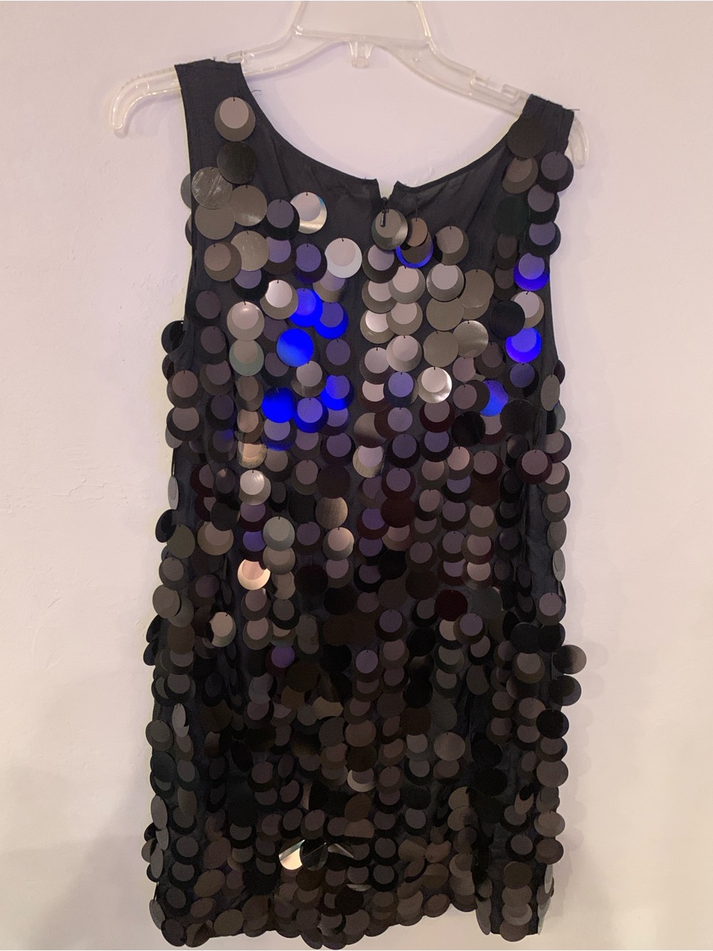 Tory Burch Black Silk Paillette  Shift Dress with Oversized Black Sequins 12